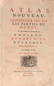 世界地图集，在一个地理地图商店（蚀刻）。 作者 纪尧姆·德利斯（Guillaume Delisle）