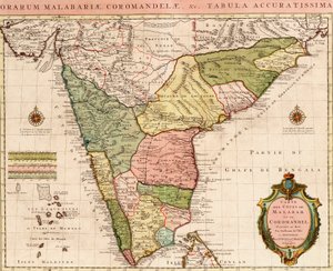 印度洋海图，约 1722 年（彩色雕刻） 作者 纪尧姆·德利斯（Guillaume Delisle）