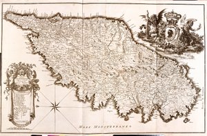 科西嘉（法国）地图（蚀刻画 作者 纪尧姆·德利斯（Guillaume Delisle）