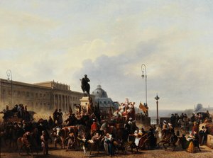 新桥上的化妆舞会 作者 纪尧姆·弗雷德里克·罗米（Guillaume Frederic Ronmy）