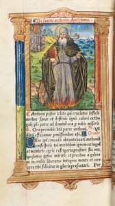 罗马的小时使用印刷书：fol。 104v，圣安东尼·阿伯特，1510年。 作者 Guillaume Le Rouge