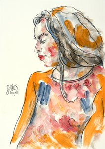 女人的画像，我在家