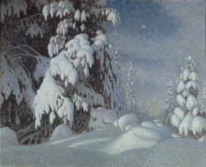 1895年的冬季月光 作者 古斯塔夫·菲亚斯塔德（Gustaf Fjaestad）