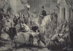 路易·拿破仑于1851年12月3日晚上骑马参观巴黎路障