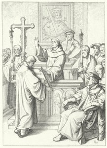 Martin Luther于1512年在威滕伯格大学获得Andreas Karlstadt博士学位 作者 古斯塔夫·费迪南德·利奥波德·科尼格