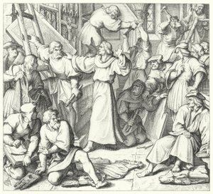 马丁-路德在维滕贝格约束圣像破坏者（雕版画）。 作者 古斯塔夫·费迪南德·利奥波德·科尼格