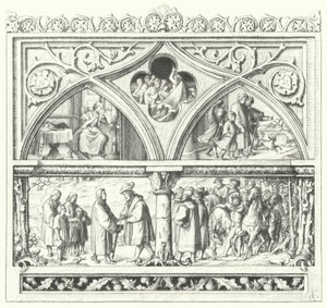 马丁·路德 (Martin Luther) 在前往曼斯菲尔德 (Mansfeld) 的最后一次旅程中告别家人、在路上的生活以及受到曼斯菲尔德伯爵 (Counts of Mansfeld) 的接待（版画） 作者 古斯塔夫·费迪南德·利奥波德·科尼格