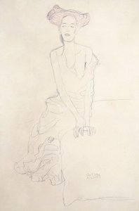 少女奥格·鲁胡贝特（Aug Ruhubeit），用自己的双手养活自己，1908年 作者 古斯塔夫·克里姆特