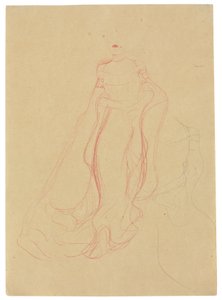 双手合十的服装研究，右侧的重复，约 1903-04 年（水粉纸上的彩色蜡笔和铅笔） 作者 古斯塔夫·克里姆特