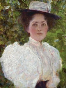树叶中的女孩，约 1908 年（布面油画） 作者 古斯塔夫·克里姆特