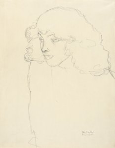 四分之三轮廓的女孩半身像，1913年 作者 古斯塔夫·克里姆特