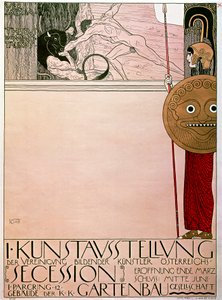 分离派第一次展览的海报（特修斯和弥诺陶洛斯）。 作者 古斯塔夫·克里姆特
