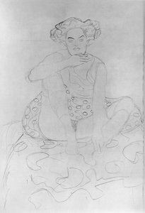 坐着的女人，1916年（铅笔在日本纸上） 作者 古斯塔夫·克里姆特