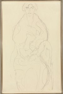从正面坐着的女人，约1917-18年 作者 古斯塔夫·克里姆特