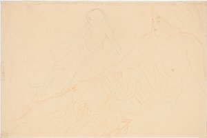 对卧卧妇女的两项研究，1913年 作者 古斯塔夫·克里姆特