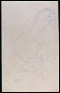 1910-11年左右，长长的头发向右倾斜的女人 作者 古斯塔夫·克里姆特