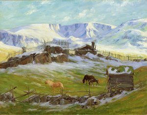 山间晨曦，瓦加（布面油画）