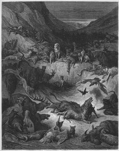 Les Animaux malades de la Pleste--因瘟疫而生病的动物--出自Jean de La Fontaine (Lafontaine) (1621-95)的《寓言》--根据Gustave Dore (1832-83)的作品雕刻--私人收藏 作者 古斯塔夫（之后）多尔