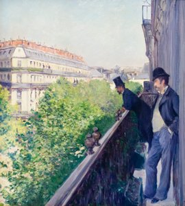 阳台，奥斯曼大道，约 1880 年（布面油画） 作者 古斯塔夫·卡耶博特
