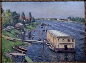 阿让特伊的船库。 古斯塔夫·卡耶博特 (Gustave Caillebotte) 的绘画 (1848-1894) 作者 古斯塔夫·卡耶博特