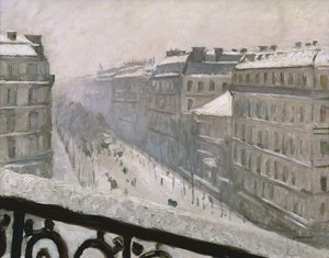 1879年或1881年，雪中的奥斯曼大道 作者 古斯塔夫·卡耶博特
