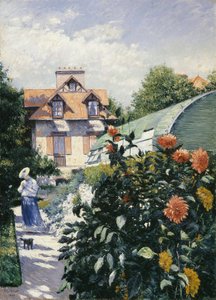 大丽花，Petit Gennevilliers 的花园 - Gustave Caillebotte（1848-1894）。 布面油画 作者 古斯塔夫·卡耶博特