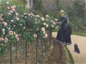 玫瑰，Petit Gennevilliers 的花园 - Gustave Caillebotte（1848-1894）。 布面油画 作者 古斯塔夫·卡耶博特