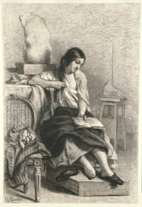库尔贝--模特在画室读书，约 1849 年 作者 古斯塔夫·库尔贝