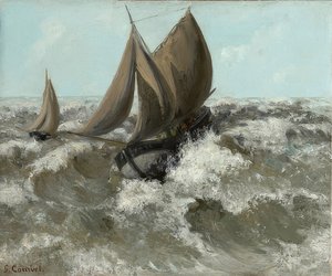 帆船（海景）。约于1869年 作者 古斯塔夫·库尔贝