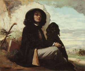 法语  Autoportrait dit Courbet au chien noir 与黑狗的自画像 作者 古斯塔夫·库尔贝