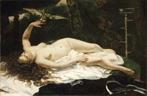 法语  La Femme au perroquet 带鹦鹉的女人 作者 古斯塔夫·库尔贝