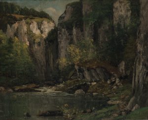 河流与岩石，1873-77年。 作者 古斯塔夫·库尔贝