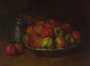 苹果和石榴静物画，1871-1872年 作者 古斯塔夫·库尔贝