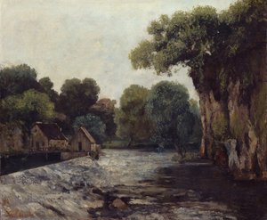 磨坊的堰，1866年 作者 古斯塔夫·库尔贝