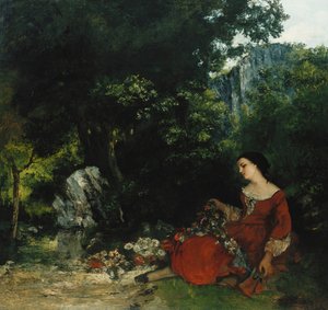 带花环的女人;带花环的女人，1856年 作者 古斯塔夫·库尔贝