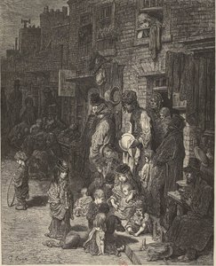 古斯塔夫-多雷 - 温特沃斯街白教堂 - 伦敦，朝圣之旅 作者 Gustave Dore