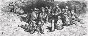 一分钱抽奖》，1872年。   作者 古斯塔夫·多尔（Gustave Dore）