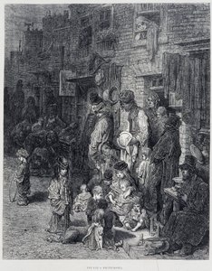 白教堂的一条街--载于古斯塔夫-多雷的《伦敦》中 作者 Gustave Dore