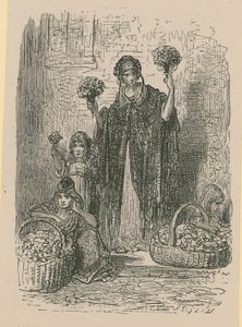 卖从篮子的一个小组少妇花 作者 古斯塔夫·多尔（Gustave Dore）
