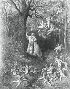 安吉里卡和梅多罗，来自《奥兰多的狂热》。 作者 古斯塔夫·多尔（Gustave Dore）