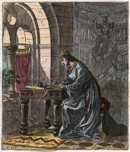 蒙特福特的贝特拉德（1070-1117）法国女王（法国国王菲利普一世的妻子）在丰特弗洛--19世纪古斯塔夫-多尔的版画，载于《法国国家历史图解》，从最落后的时代到今天，1876年 - 私人收藏 作者 古斯塔夫·多尔（Gustave Dore）