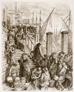 Billingsgate，Landing the Fish，来自&39;伦敦，一个朝圣&39;，由William Blanchard Jerrold（1826-94）撰写，并由Hildibrand，pub雕刻。 1872年 作者 Gustave Dore
