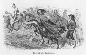 英国游客，由Hileolyte Taine（1828-93）的&39;Voyage aux Pyrenees&39;插图由Emile Deschamps（19世纪）雕刻 作者 古斯塔夫·多尔（Gustave Dore）