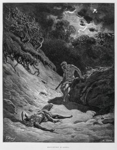 该隐杀死了他的兄弟亚伯，《多尔圣经》插图 作者 古斯塔夫·多尔（Gustave Dore）