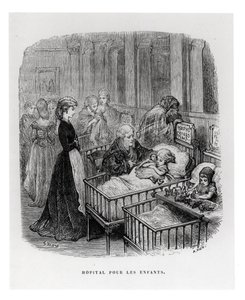 儿童医院，来自William Blanchard Jerrold（1826-84）的&39;伦敦：朝圣&39;，由Alphonse Jean Baptiste Vien（1814）创作于1872年 作者 Gustave Dore