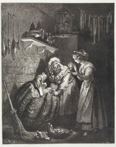 灰姑娘的教母和南瓜，由Heliodore Joseph Pisan雕刻（1822-90）c.1868 作者 古斯塔夫·多尔（Gustave Dore）