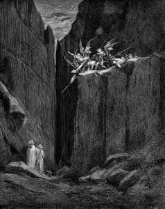 但丁在维吉尔的保护下免受恶魔的伤害。 作者 古斯塔夫·多尔（Gustave Dore）