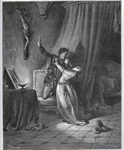 唐·费尔南德（Don Fernand）向米洛·塞万提斯（Miguel Cervantes）的《堂吉x德·德拉·曼恰》（Don Quixote de la Mancha）向多萝西宣告燃烧 作者 古斯塔夫·多尔（Gustave Dore）