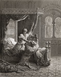 1272年6月英格兰的爱德华一世（1239-1307）杀死了他的刺客，这是来自JF的&39;Bibliotheque des Croisades&39;的插图。 Michaud，1877年 作者 古斯塔夫·多尔（Gustave Dore）