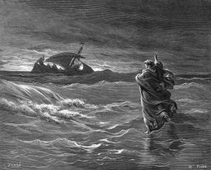 耶稣水上行走雕刻 作者 古斯塔夫·多尔（Gustave Dore）